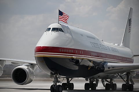 Air Force One carrying President Donald Trump arrives for the NATO summit in Ankara, Turkey, Tuesday, July 7, 2026. 