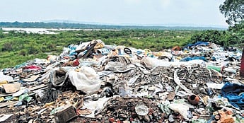 A waste dump near the Mahanadi river in Odisha