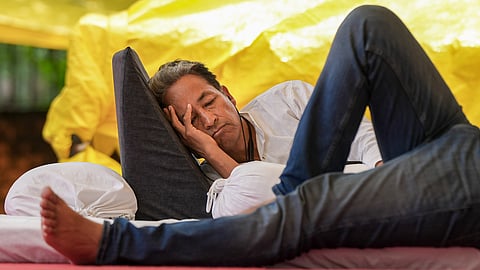 Climate activist Sonam Wangchuk, during his indefinite hunger strike at Jantar Mantar, in New Delhi, Saturday, July 11, 2026.