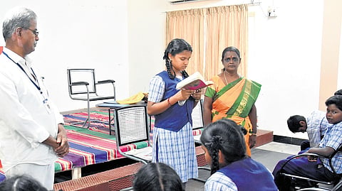 Palani (72) teaches Thirukural to government school students