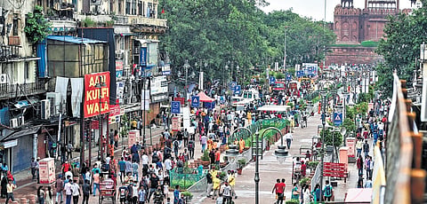 Redeveloped Chandni Chowk market area during its inauguration in New Delhi, Sunday, Sept. 12, 2021. 