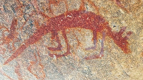 Rock paintings resembling a kangaroo