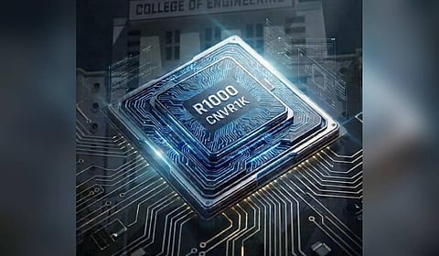 An AI-generated image of the R1000 chip developed by the researchers.