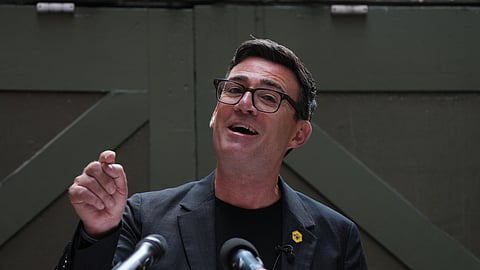 Labour Party's Andy Burnham delivers a speech at the People's History Museum in Manchester, England, Monday, June 29, 2026.
