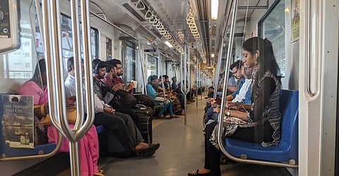 Commuters travelling in the Chennai Metro