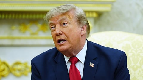 US President Donald Trump speaks as he meets with Iraq's Prime Minister Ali al-Zaidi in the Oval Office of the White House, Tuesday, July 14, 2026, in Washington.