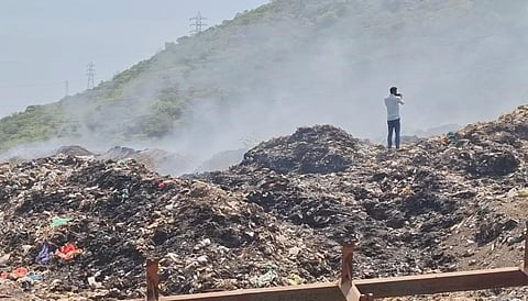 Smoke emanating from Micro Composting Centre in Ambur.