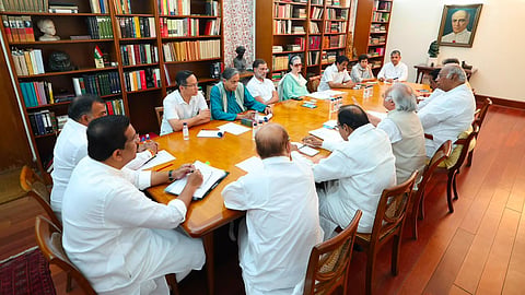 Congress leaders discuss party strategy for upcoming Parliament session.