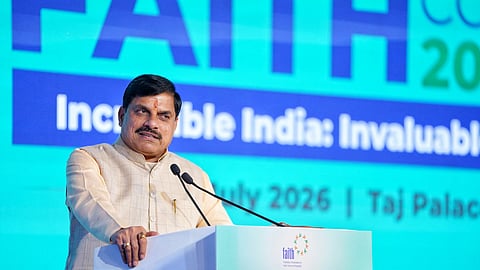Madhya Pradesh Chief Minister Mohan Yadav speaks at the 'FAITH Conclave 2026' in New Delhi on Thursday, July 16, 2026.