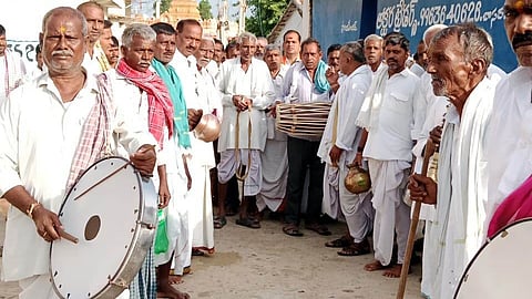 Villagers offer prayers to the Godavari River and carry holy water to perform Abhishekam to the Pochamma deity at Basara.