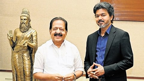 Kerala Home Minister Ramesh Chennithala with Chief Minister C Joseph Vijay on Wednesday.