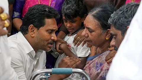 Former CM YS Jagan Mohan Reddy attend the funeral of Mudragada Padmanabham.