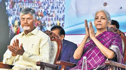 Chief Minister N Chandrababu Naidu and Union Finance Minister Nirmala Sitharaman participated in a Mega Credit Outreach Programme jointly organised by the Union Ministry of Finance and Public Sector Banks at Narasaraopet in Palnadu district on Friday