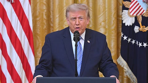 President Donald Trump speaks in the East Room of the White House, Thursday, July 16, 2026, in Washington. 