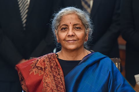 Union Finance Minister Nirmala Sitharaman during a pre-Budget photo session, on the eve of presentation of Budget 2022-23 in the Parliament, in New Delhi, Monday, Jan. 31, 2022. 