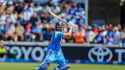 India's Rohit Sharma plays a shot during 2nd ODI against England, at Sophia Gardens stadium in Cardiff on Thursday, July 16, 2026.
