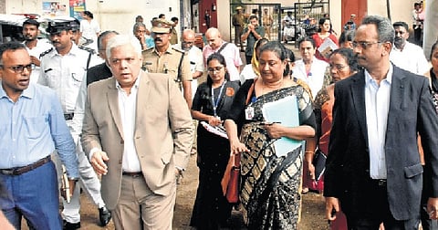 A team led by Kerala High Court Judge Justice Devan Ramachandran visits the Government Mental Health Centre at Peroorkada in Thiruvananthapuram on Friday to review the facilities and functioning of the institution 