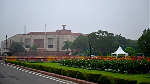 A general view of the parliament building in New Delhi.
