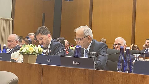Indian Ambassador to the US Vinay Mohan Kwatra speaks at a ministerial meeting hosted by the US Secretary of State in Washington on Saturday.