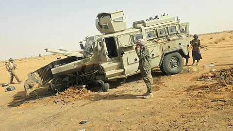 This photo released the Azaward Liberation Front (FLA) shows what they say is the aftermath of an attack by FLA separatist and jihadist militants in Gao, northern Mali Saturday, July 18, 2026