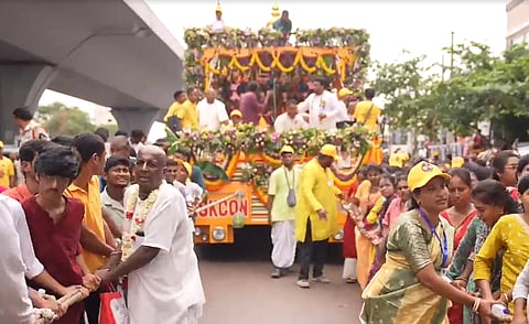 The main attraction was the procession of a chariot carrying the deities of Lord Jagannath, Lord Baladeva and Goddess Subhadra.
