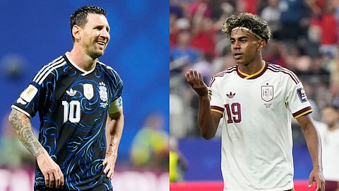 Messi (L) and Yamal