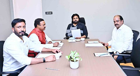 Deputy CM Pawan Kalyan held Janasena Parliamentary Party meeting in Hyderabad.