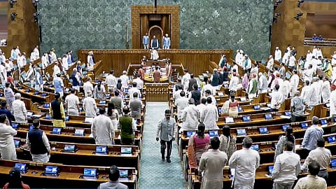 Lok Sabha Speaker Om Birla conducts proceedings in the House during the Monsoon session of Parliament, in New Delhi.