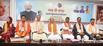 State BJP chief Manmohan Samal, dy CM KV Singh Deo and others at the workshop