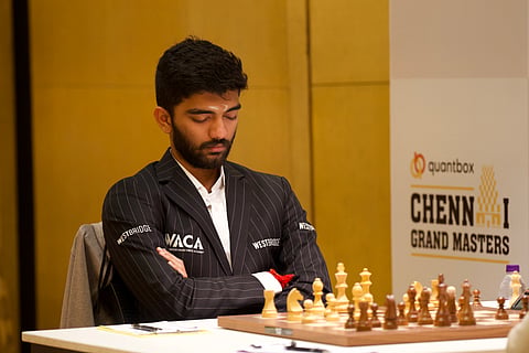 D Gukesh during the fifth round on Monday