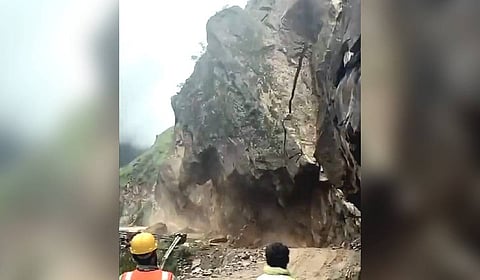Massive rockslide blocks China border road in Uttarakhand, cutting off connectivity to border areas.