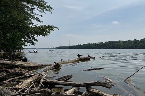 A section of the Scioto River’s shore is seen in the Columbus suburb of Powell, Ohio. 