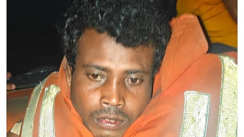 Fire personnel rescue man stranded in Kathajodi River