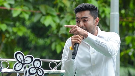 Trinamool Congress (TMC) National General Secretary and MP Abhishek Banerjee addresses a gathering on the occasion of Martyrs' Day in Kolkata, July 21, 2026.