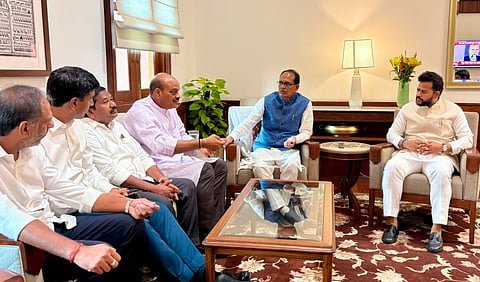 AP Agriculture Minister Kinjarapu Atchannaidu met Union Agriculture Minister Shivraj Singh Chouhan in Delhi on Tuesday.