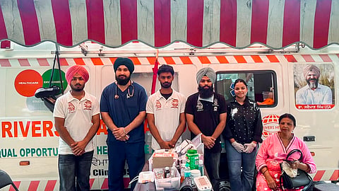 Volunteers provide medical facilities to demonstrators, at Jantar Mantar in New Delhi.
