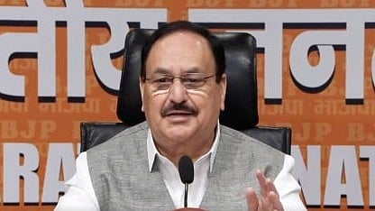 Union Health Minister JP Nadda addresses a press conference on the NEET paper leak protests.