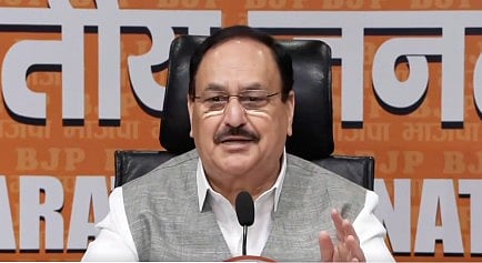 Union Health Minister JP Nadda during a press conference addressing the NEET paper leak protests.