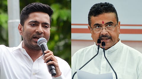 West Bengal Chief Minister Suvendu Adhikari (R) and TMC national general secretary Abhishek Banerjee (L).