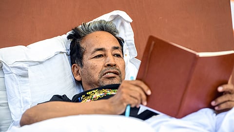 In this photo from July 17, 2026, activist Sonam Wangchuk during his indefinite hunger strike at Jantar Mantar, in New Delhi 