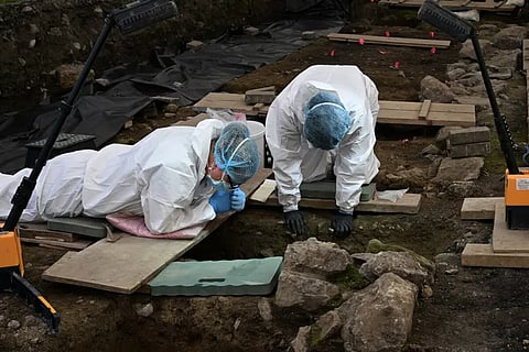 Forensic excavation underway inside Tent 2. 