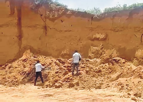 A search team at an excavation site in Rajasthan to locate the missing cannon