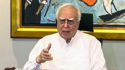 Rajya Sabha MP Kapil Sibal speaks to the media, in New Delhi.