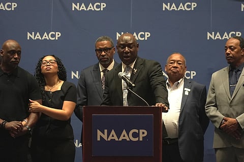 Civil rights attorney Ben Crump speaks at a news conference about the results of an independent autopsy of Nolan Wells at the NAACP National Convention in Chicago, Wednesday, July 22, 2026.