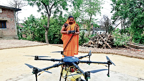Seema Gupta flying her drone