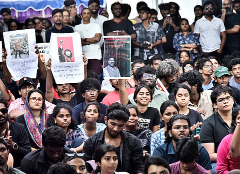 Students and activists staging protest at CPI state office in T Nagar 