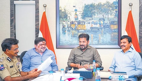 Chief Minister A Revanth Reddy speaks during a review meeting on Indiramma houses in Hyderabad on Friday