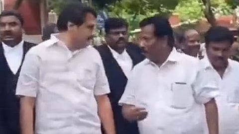 Screengrab of DMK MLA Senthil Balaji surrendering before the Principal Sessions Court in Chennai.