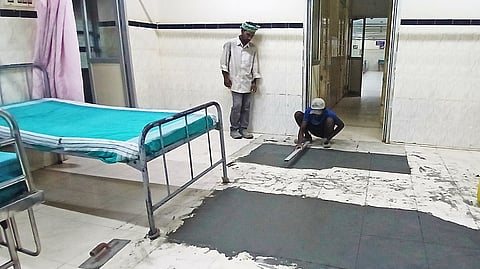 Civil works are being carried out on the floor of Ward No. 500, the CMCHIS post-operative ward.