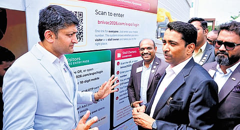NTR district collector G Lakshmisha during MSME Expo - Conclave 2026 on Friday. 